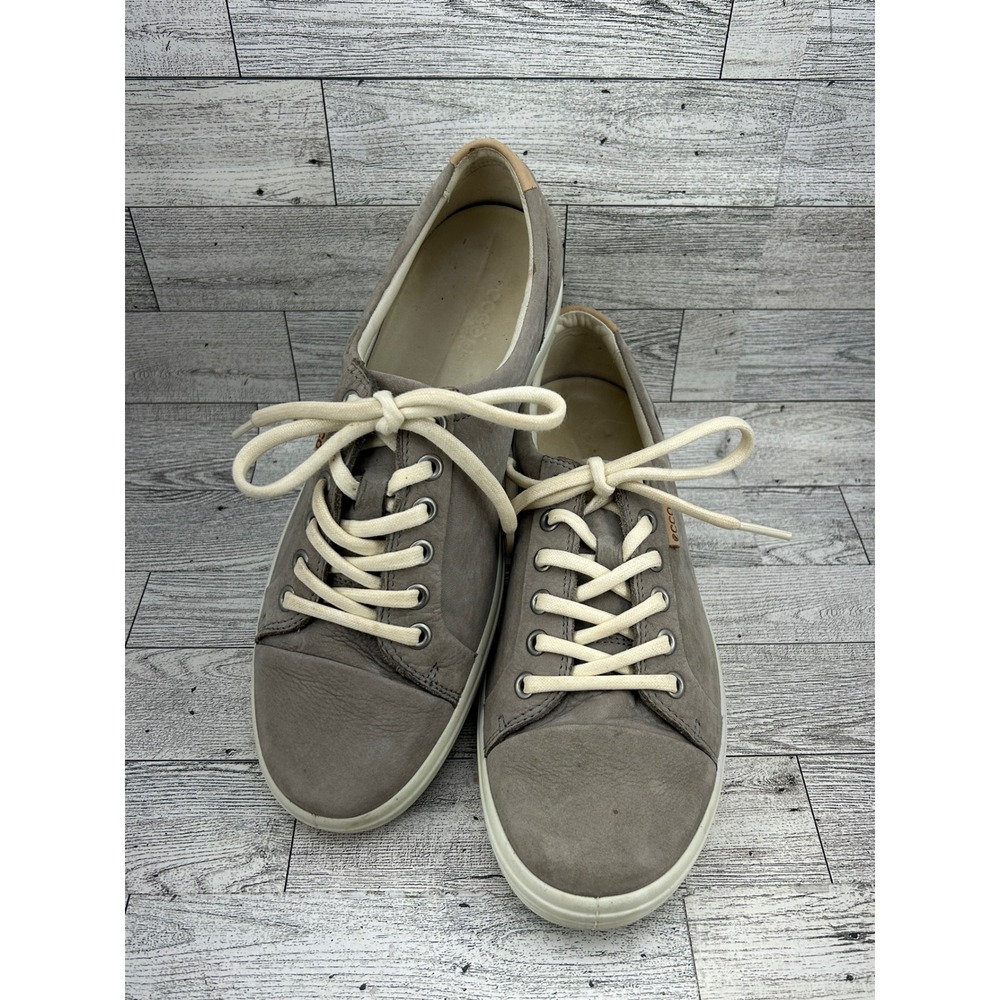 ECCO Soft 7 Women US 9 Taupe‎ Grey Nubuck Leather Low Top Sneakers EU 40